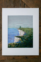 Oil Pastel Cliffs – Landscape Original Artwork (Matted to 11×14)
