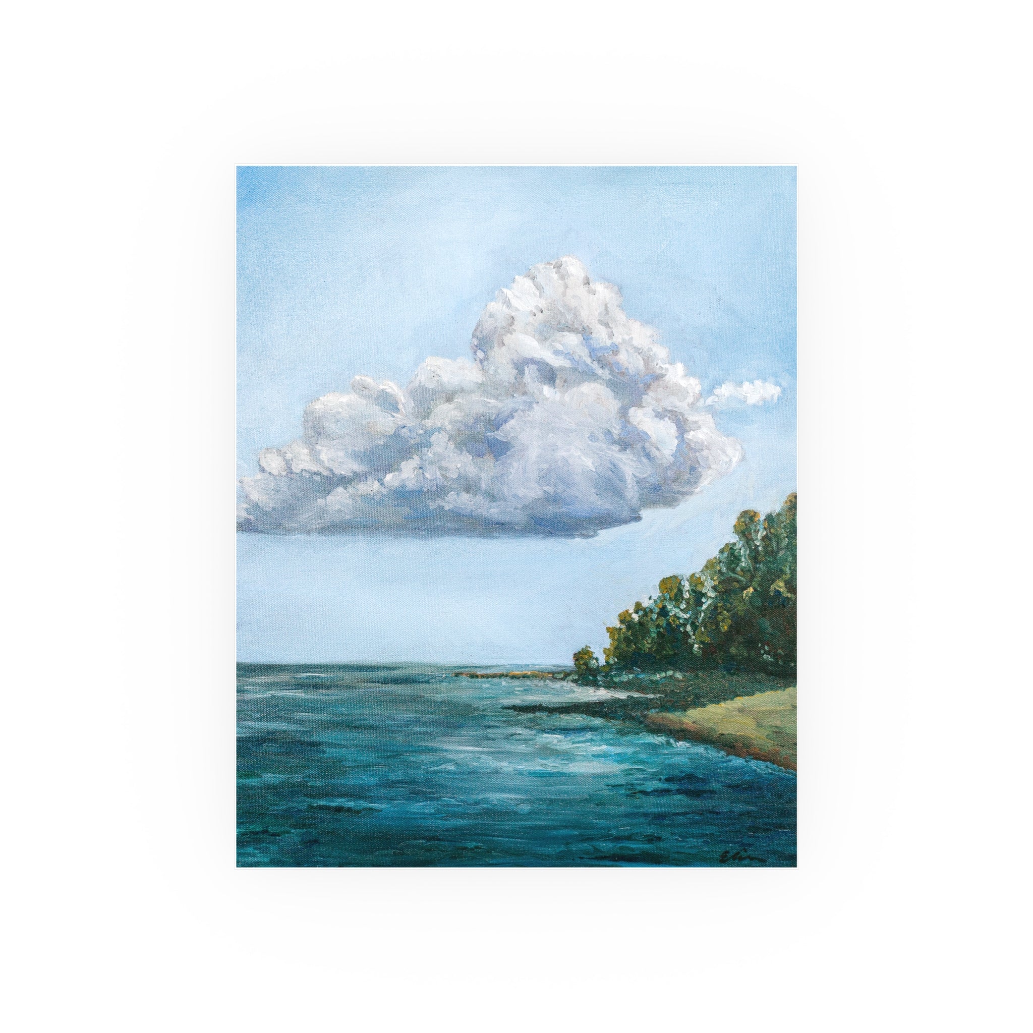 Oil Paint Blue Lake – Landscape Fine Art Print