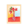 Oil Pastel Red Flowers in a Red Bud Vase – Floral Still Life Art Print