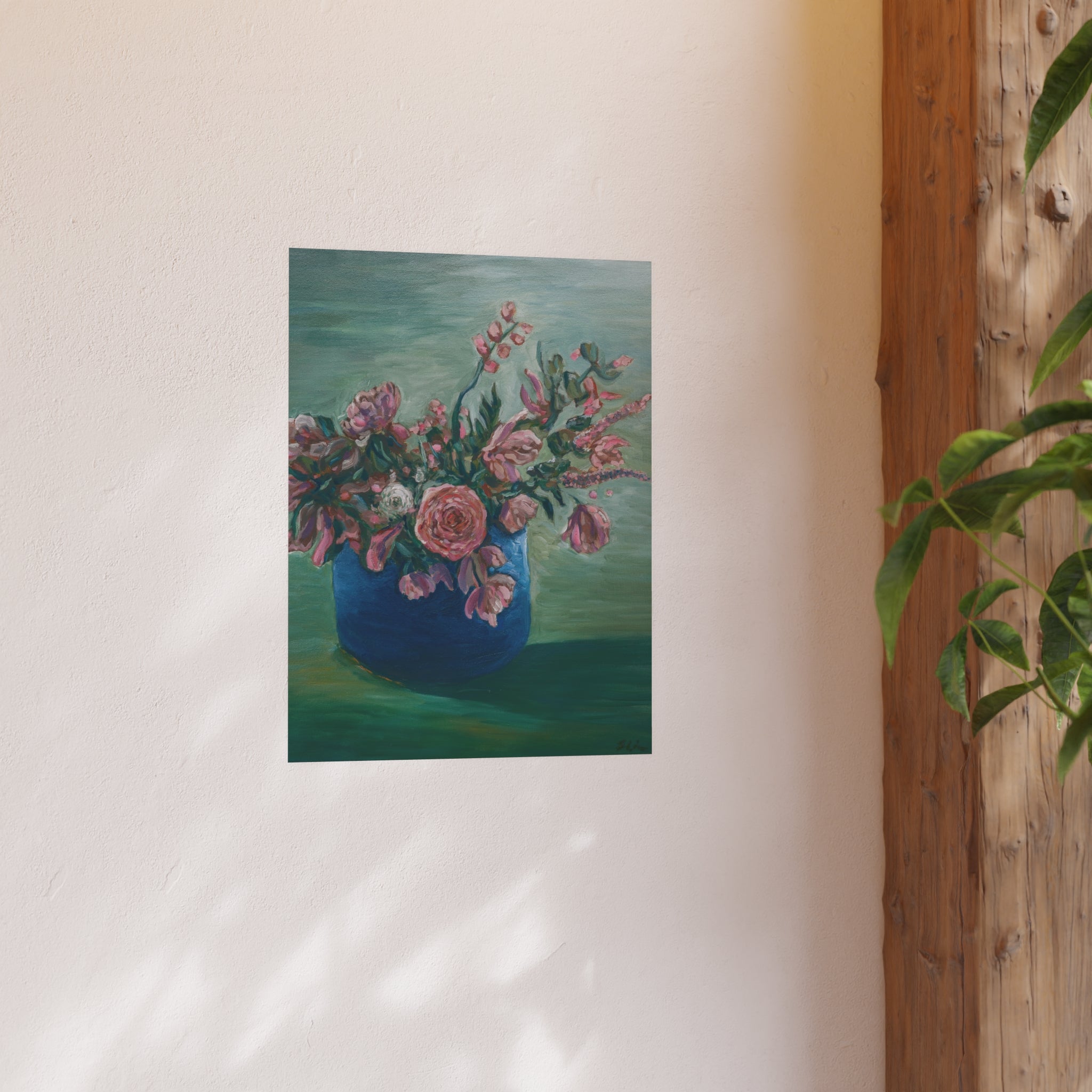 Oil Paint Pink Blooms – Still Life Fine Art Print