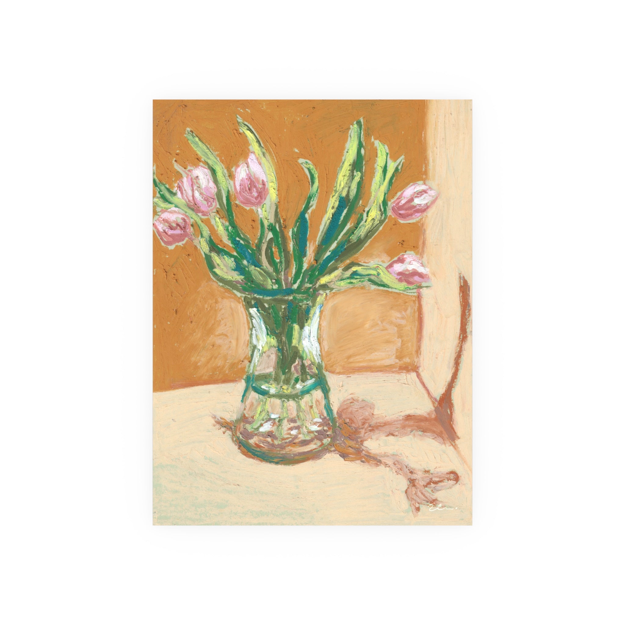 Oil Pastel Tulips – Floral Still Life Fine Art Print