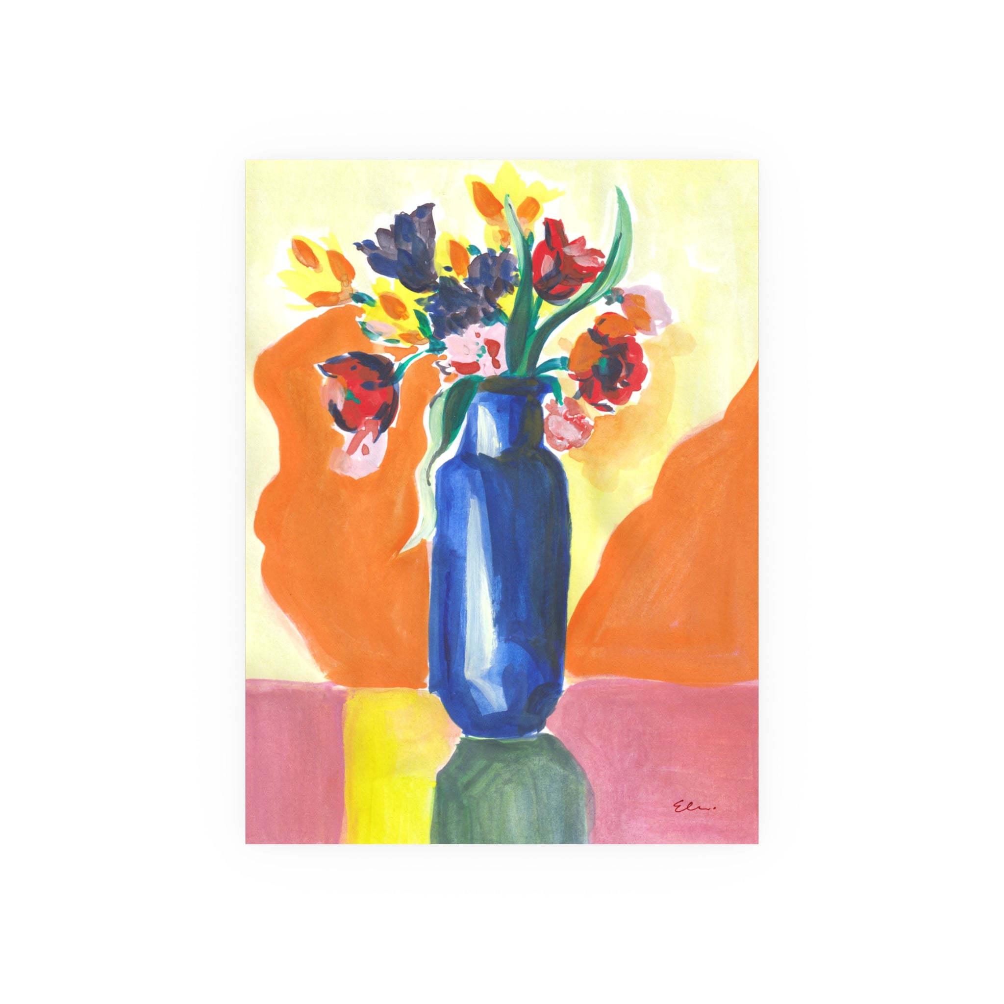 Gouache Mixed Bouquet - Floral Still Life Original Artwork (Matted to 11×14)