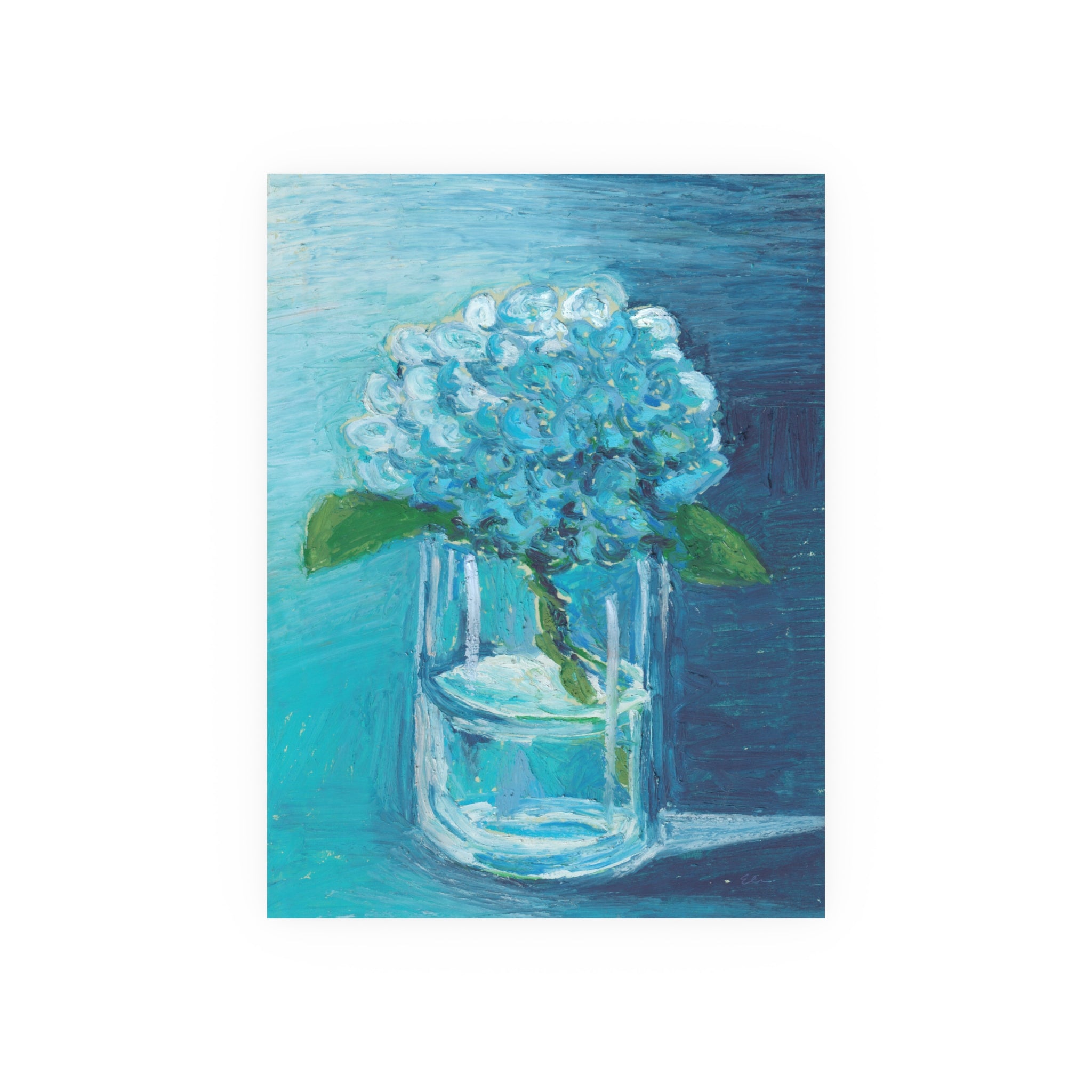 Oil Pastel Hydrangeas #2 – Fine Art Still Life Original Artwork (Matted to 11×14)