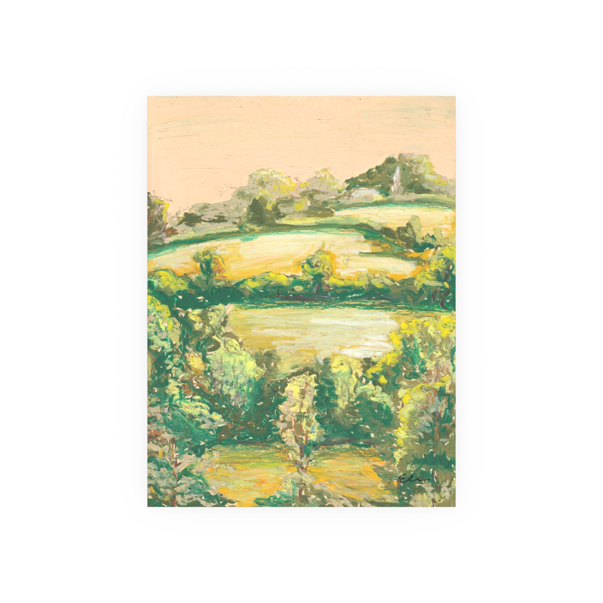 Oil Pastel Rolling Meadows – Landscape Fine Art Print