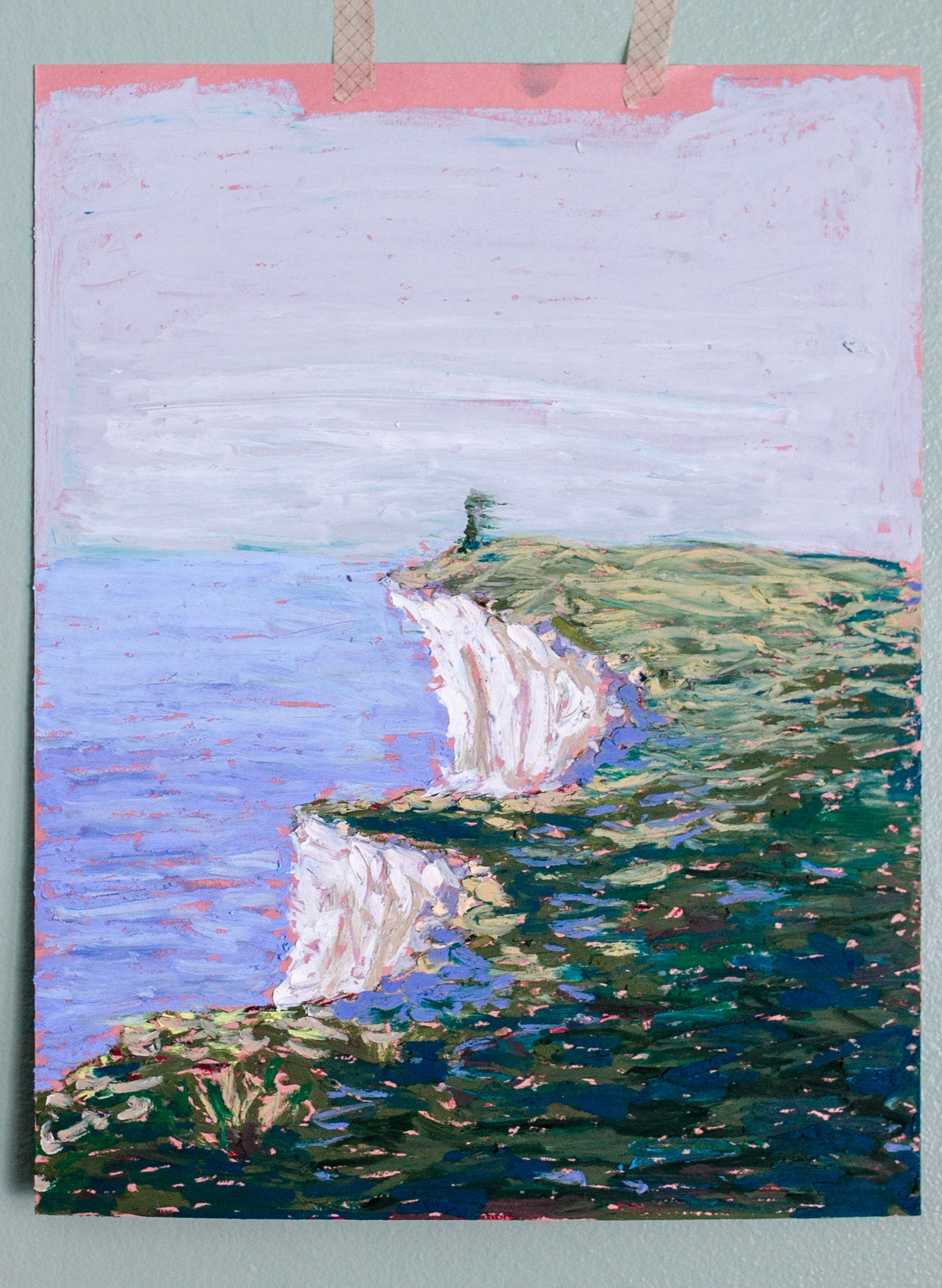 Oil Pastel Cliffs – Landscape Original Artwork (Matted to 11×14)
