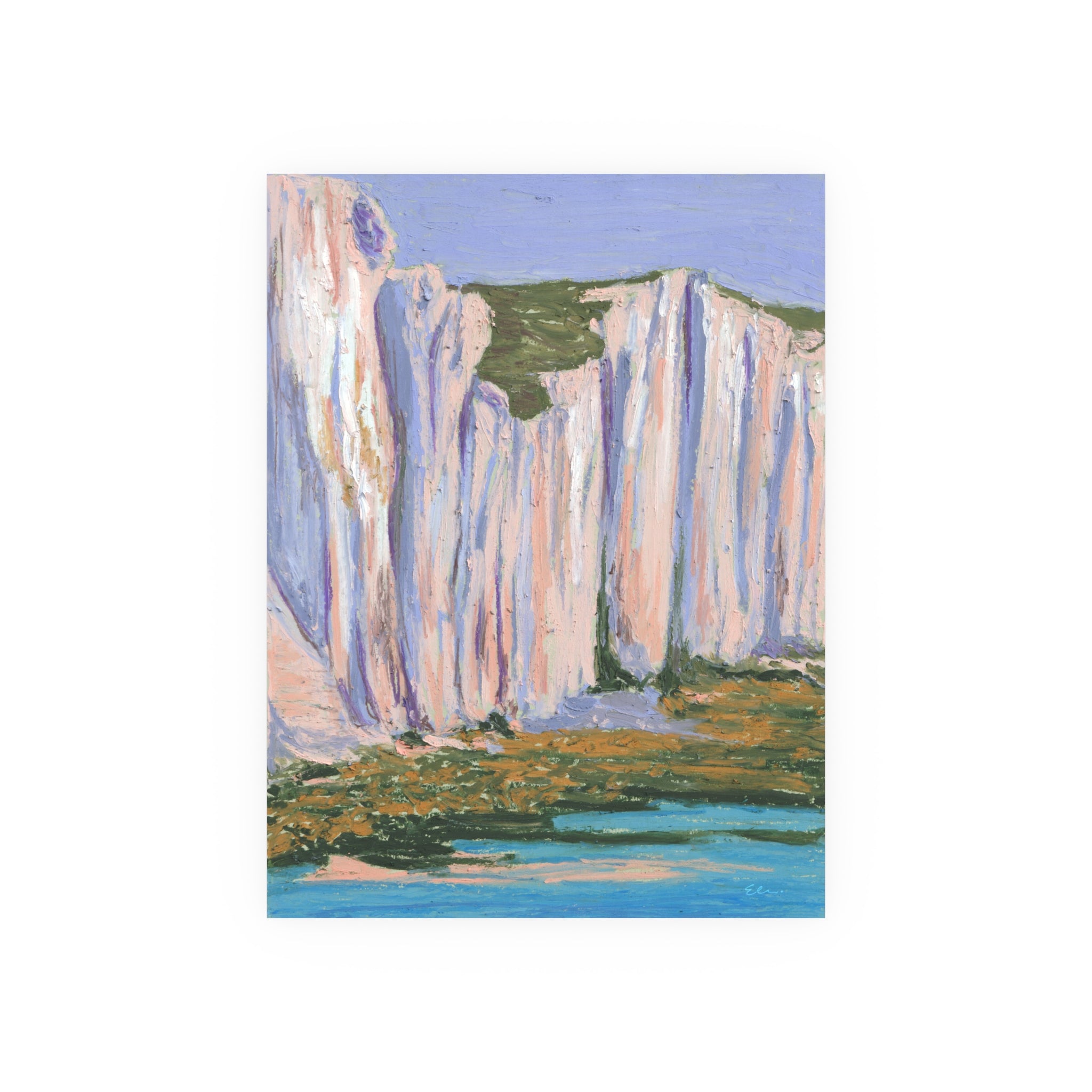 Oil Pastel Cliffs #2 – Landscape Original Artwork (Matted to 11×14)