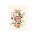 Oil Pastel Dahlia Vase – Floral Still Life Art Print