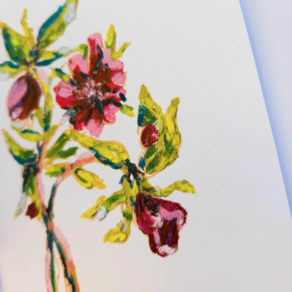 Greeting Card - Lenten Rose - Oil Pastel Art Print - Blank Inside (A2)
