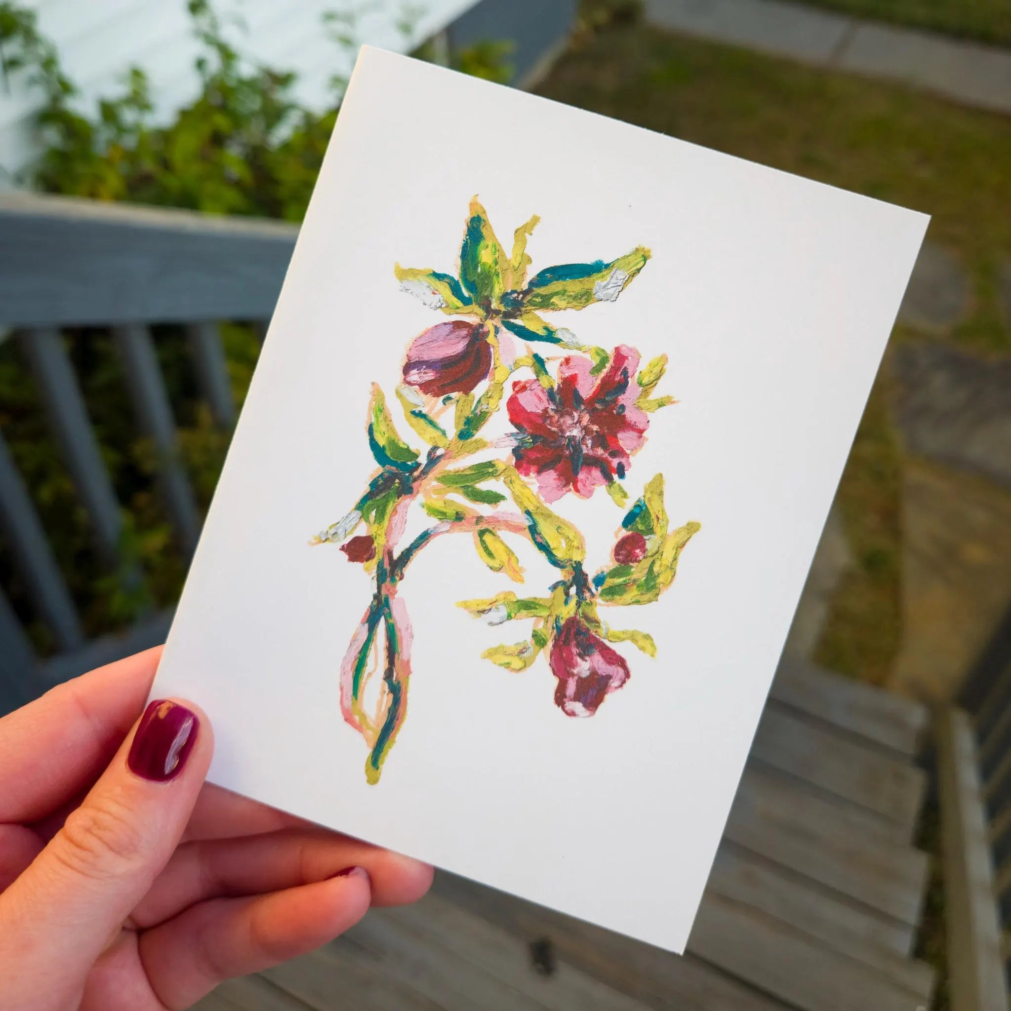 Greeting Card - Lenten Rose - Oil Pastel Art Print - Blank Inside (A2)