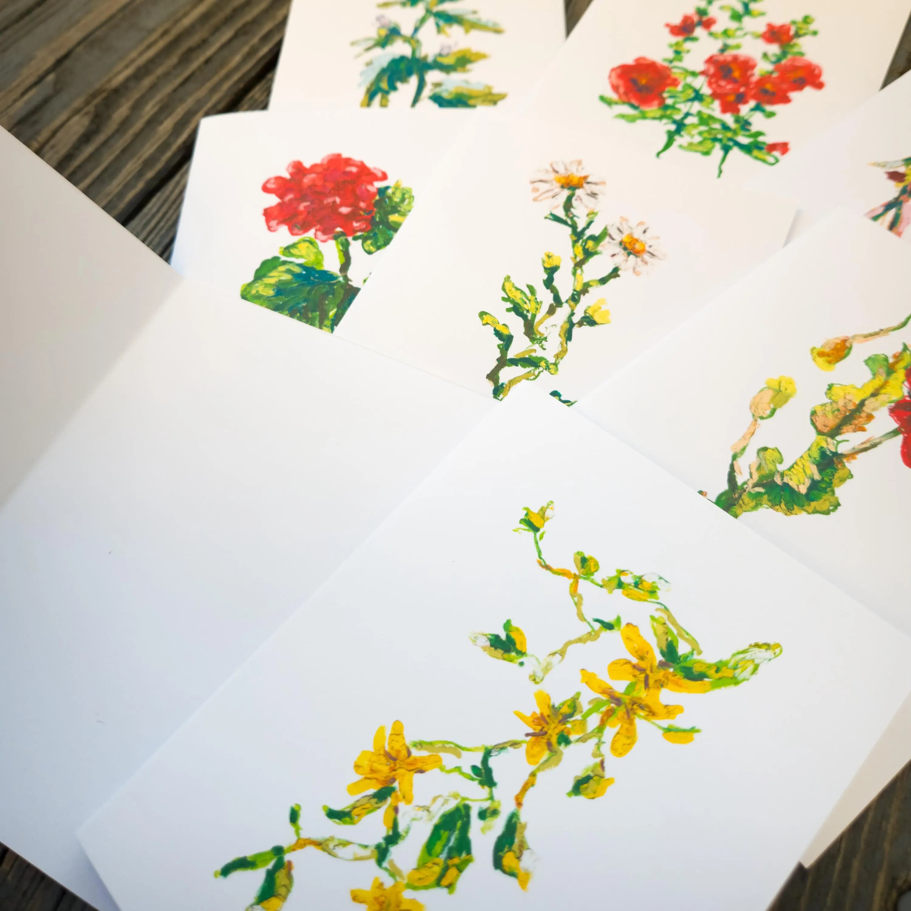 Greeting Card - Forsythia - Oil Pastel Art Print - Blank Inside (A2)