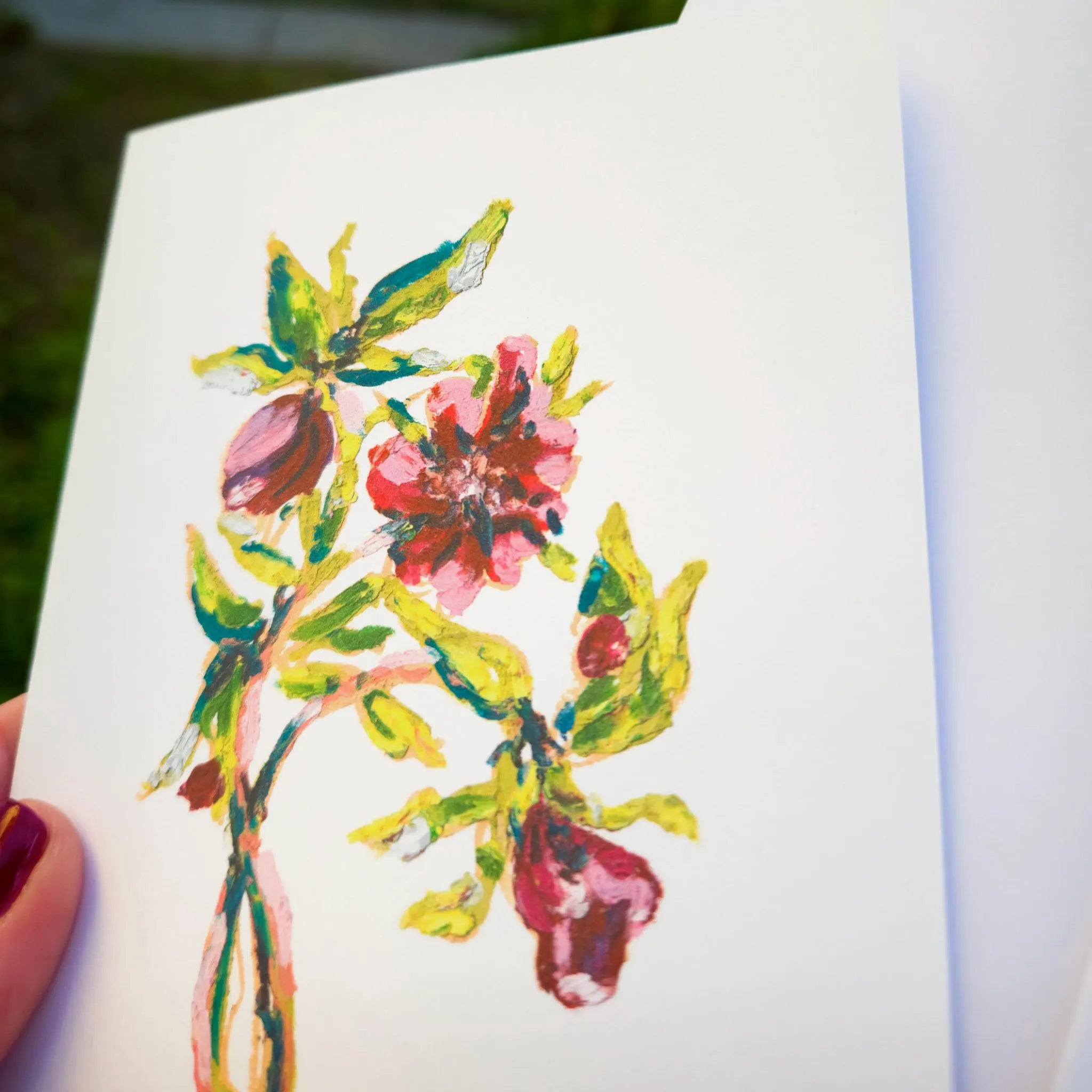 Greeting Card - Lenten Rose - Oil Pastel Art Print - Blank Inside (A2)