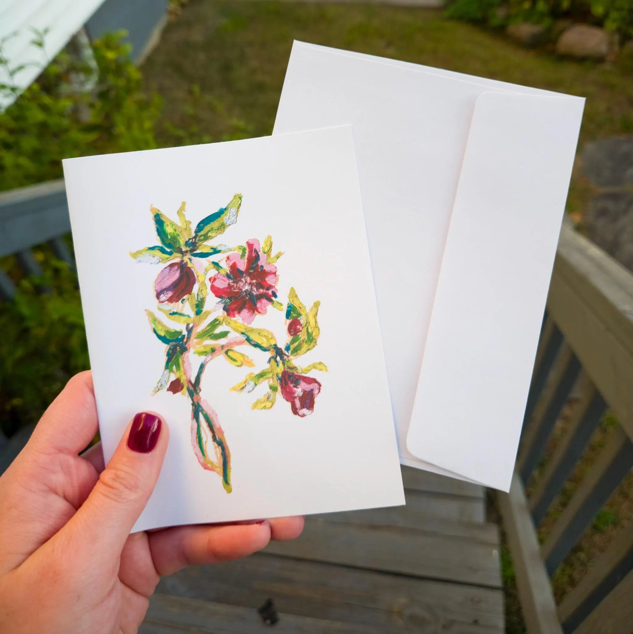 Greeting Card - Lenten Rose - Oil Pastel Art Print - Blank Inside (A2)