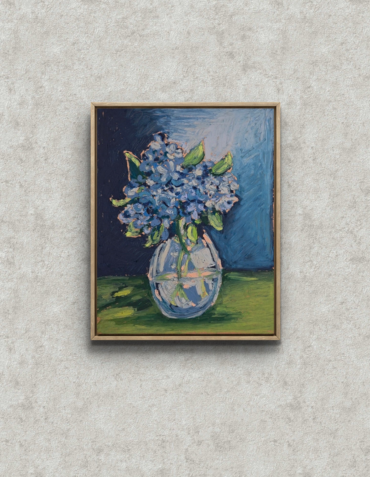Oil Pastel Hydrangeas #3 – Fine Art Still Life Original Artwork (Matted to 11×14)