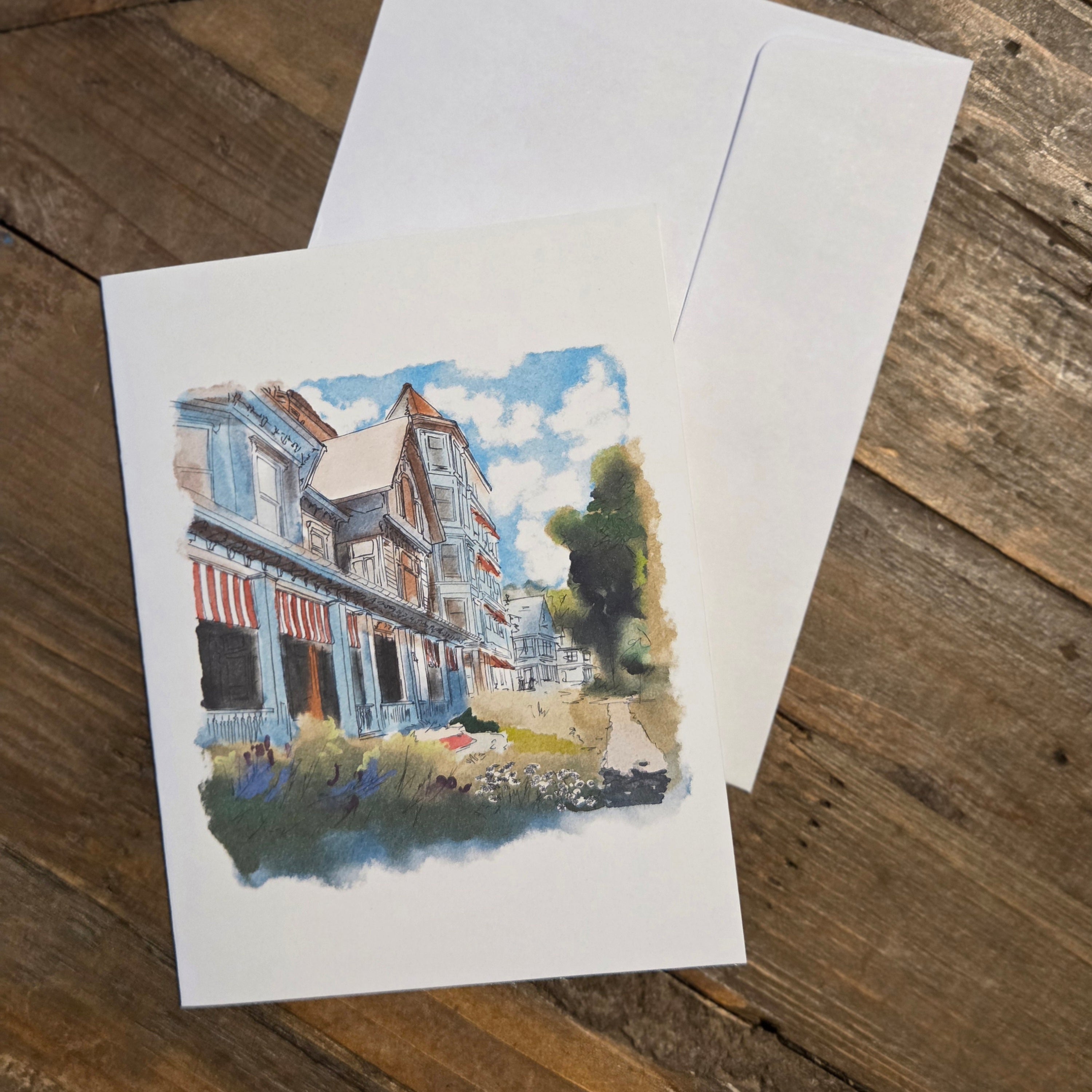 Greeting Card - Chautauqua #3 - Digital Watercolor Art Print - Blank Inside (A2)