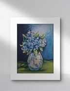Oil Pastel Hydrangeas #3 – Fine Art Still Life Original Artwork (Matted to 11×14)