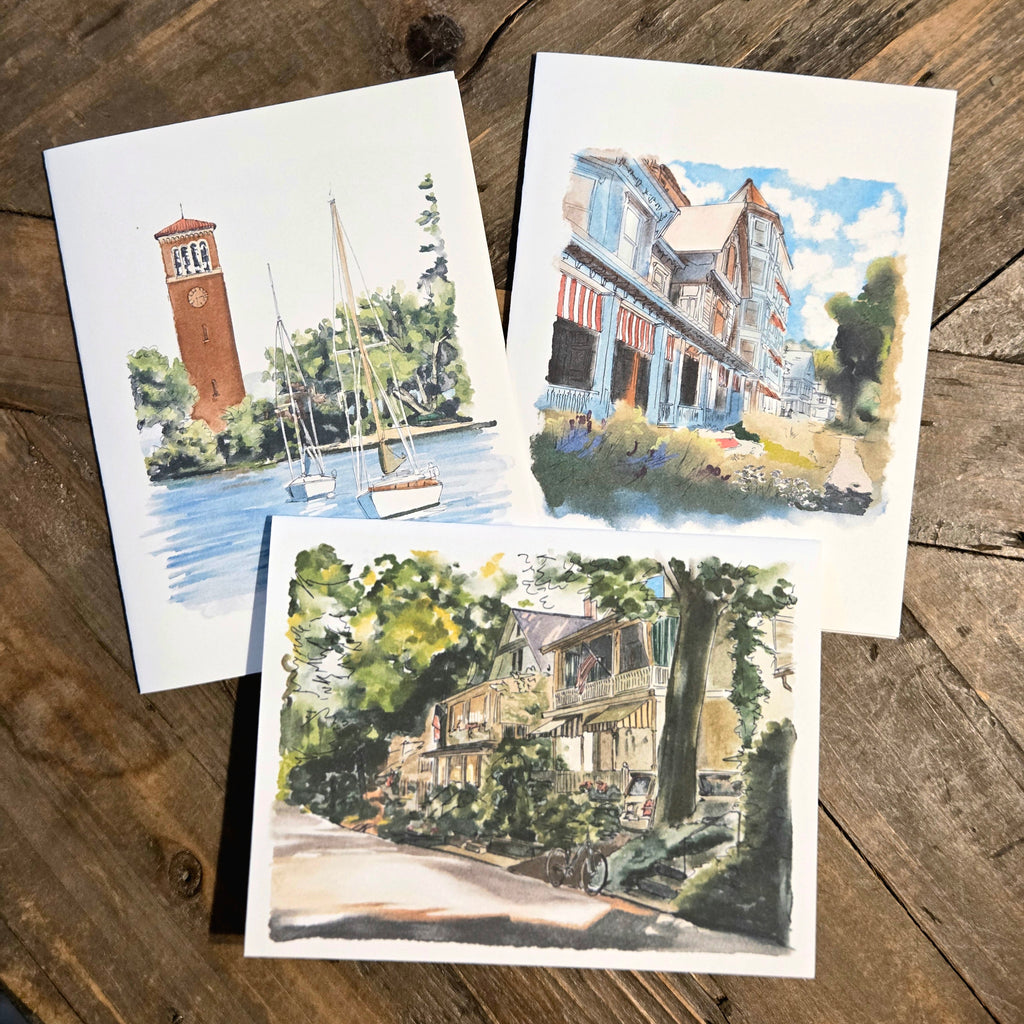 Greeting Card - Chautauqua #1 - Digital Watercolor Art Print - Blank Inside (A2)