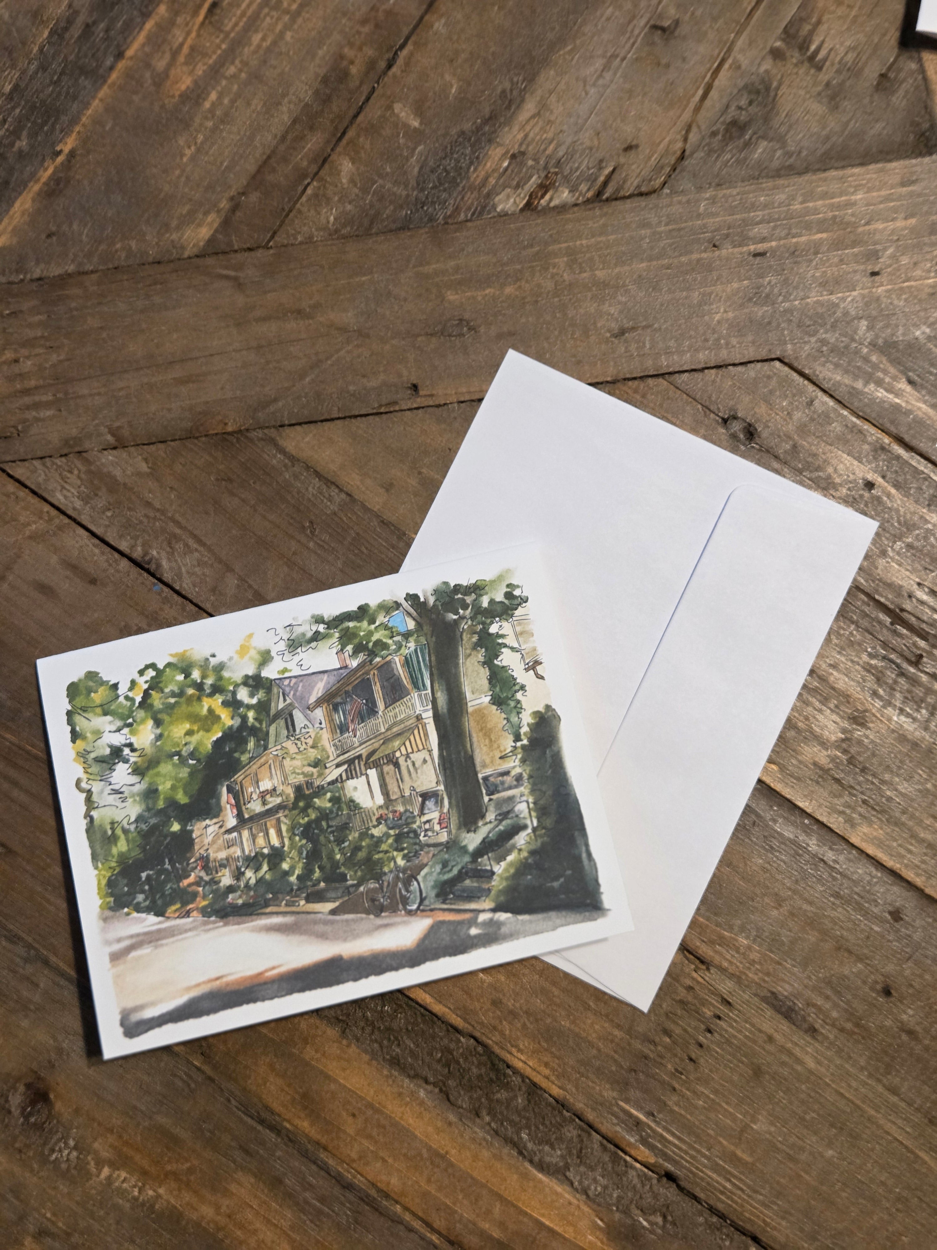 Greeting Card - Chautauqua #1 - Digital Watercolor Art Print - Blank Inside (A2)