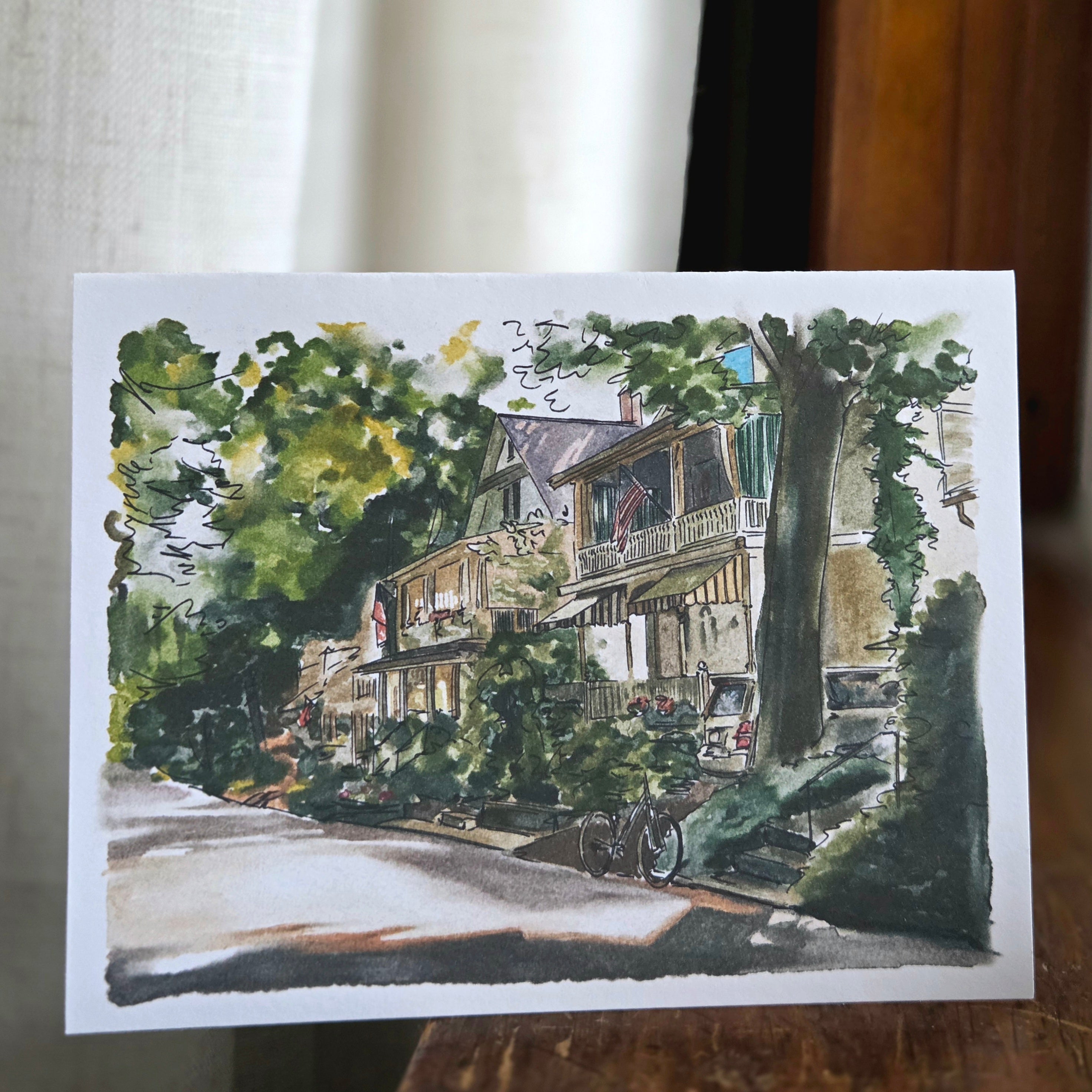 Greeting Card - Chautauqua #1 - Digital Watercolor Art Print - Blank Inside (A2)