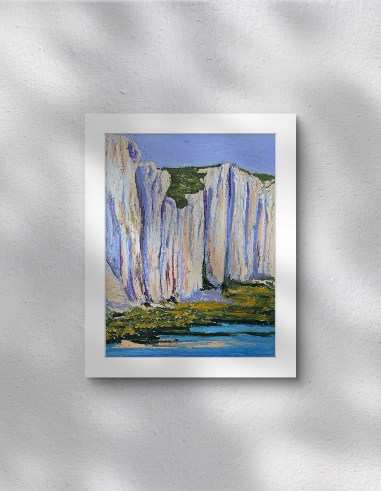 Oil Pastel Cliffs #2 – Landscape Original Artwork (Matted to 11×14)